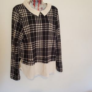 Mock layered sweater blouse